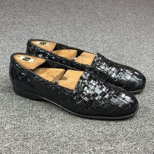 Moreschi Woven Leather Loafers Mens 9.5 Black Handmade Italy Huarache Slip On